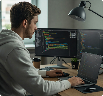 Engineer working at computer